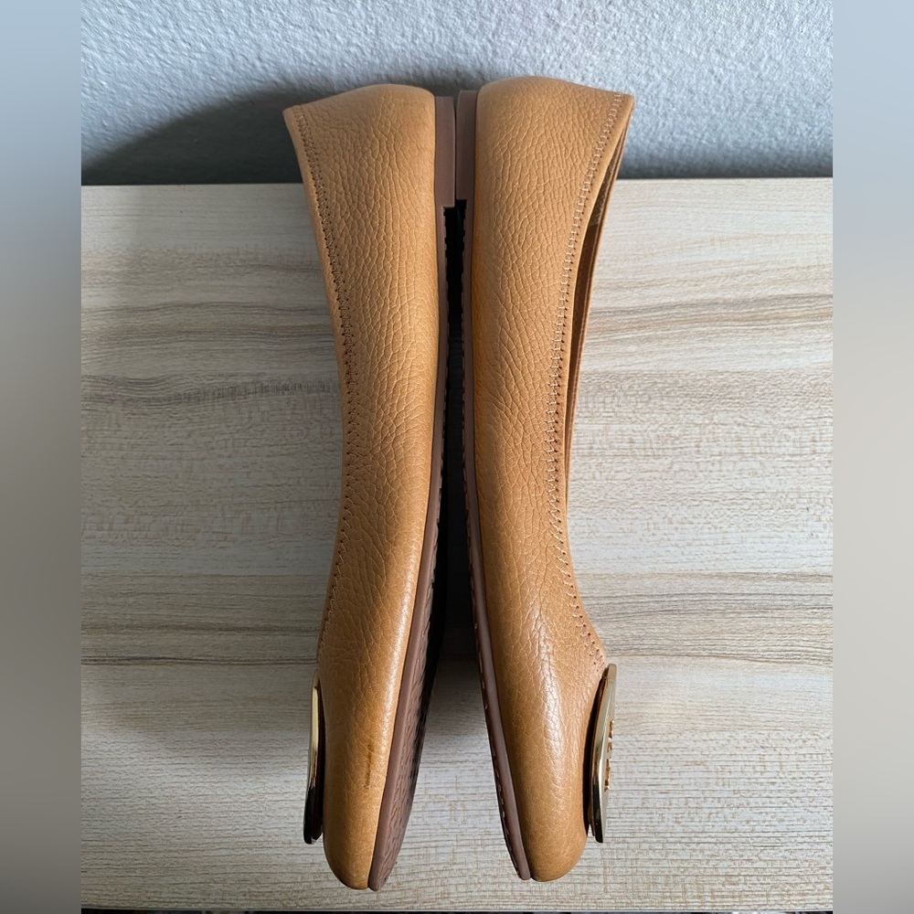 Tory Burch Reva Ballet Flats Leather Royal Tan Size 12 - Picture 12 of 16